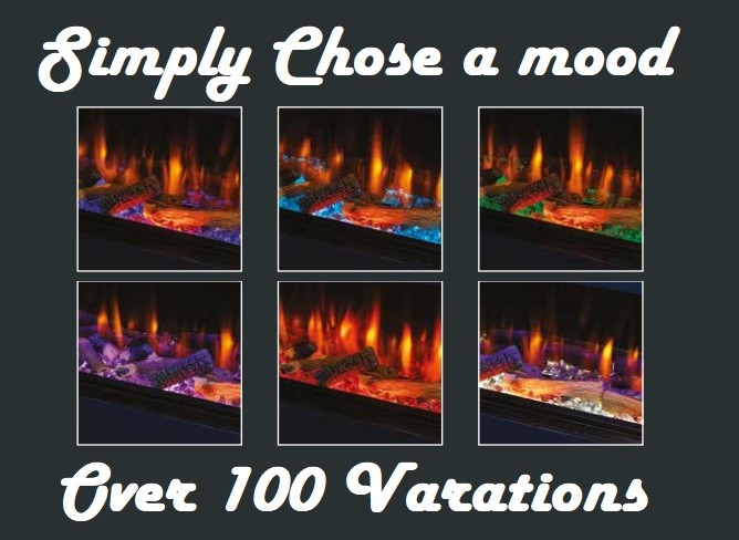 ICONIC EICON125 1250mm Electric Fire with SOLARFLAME Log Set Multi-Sided Electric Fire