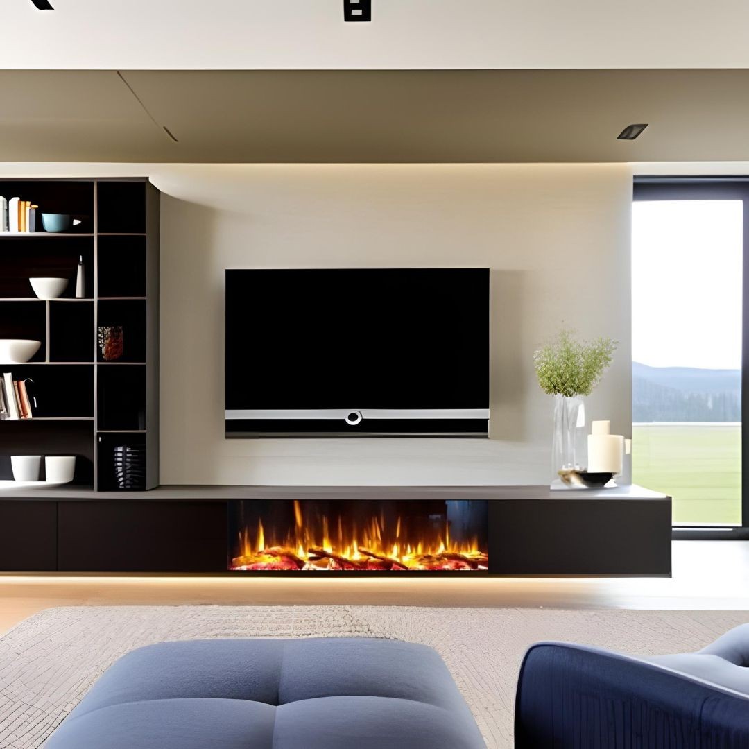 ICONIC EICON160 1600mm Electric Fire with SOLARFLAME Log Set Multi-Sided Electric Fire