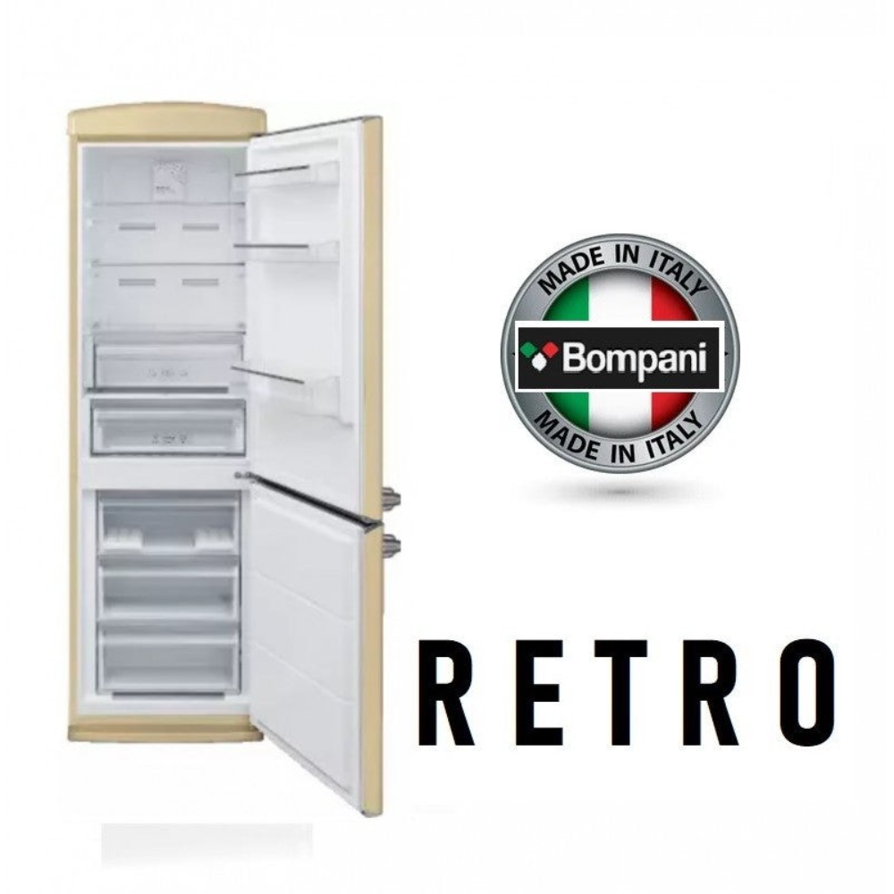 Bompani BOCB606/C Frost Free Retro 50’s Cream Refrigerator 70:30 - 60x188.7x71 cm