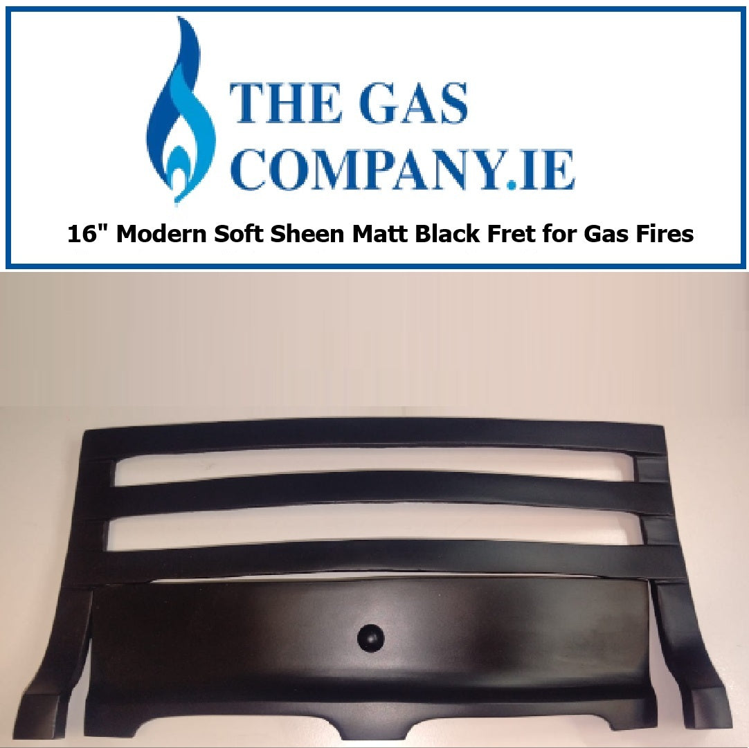 16" Modern Gas Fire Fret in Soft Sheen Black Matt Suitable for 16" Gas Fire