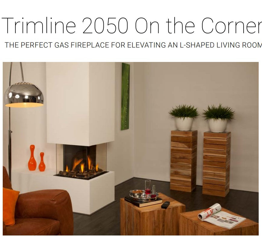 Trimline TL2050-4 On The Corner 4 Sided Gas Fire Balanced Flue,Flat Bed Logs ,Antracite Liners.