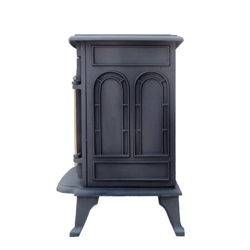 Scandi-Flame Bergen Small Cast Iron Bioethanol Stove Single Door Stove Brass Furniture