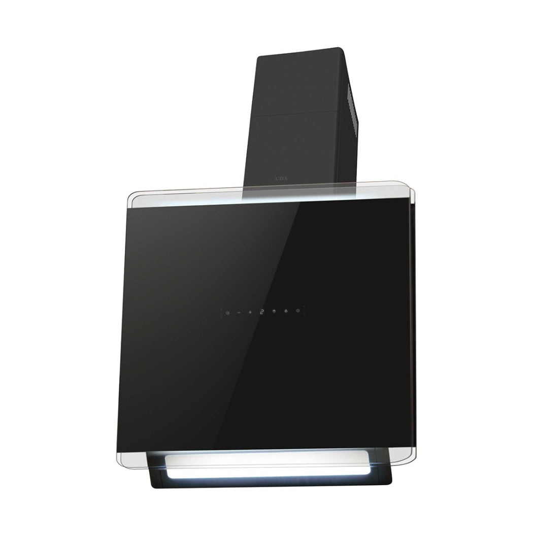 CDA EXG Designer Black Angular Glass Chimney Style Extractor Hood Range