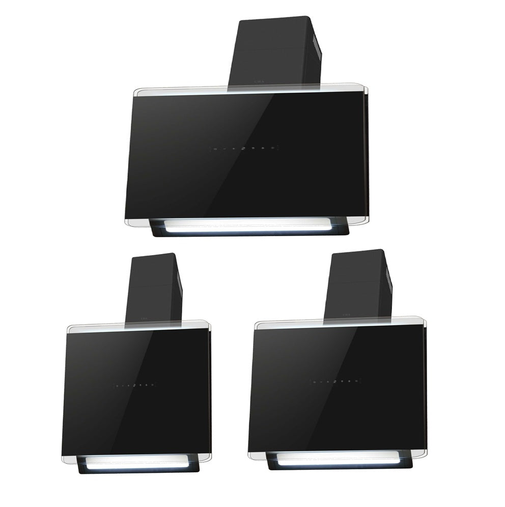 CDA EXG Designer Black Angular Glass Chimney Style Extractor Hood Range