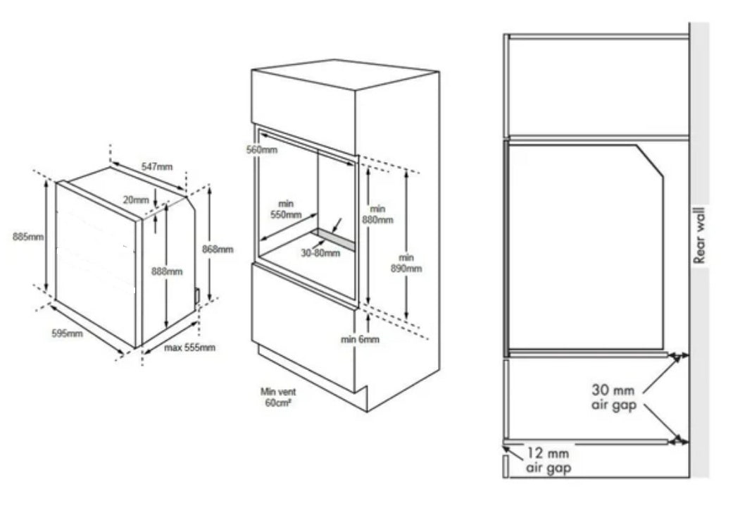 Built In Gas Double Oven Replacement Pack Gas Oven Electric Grill Warmer Drawer & Blank