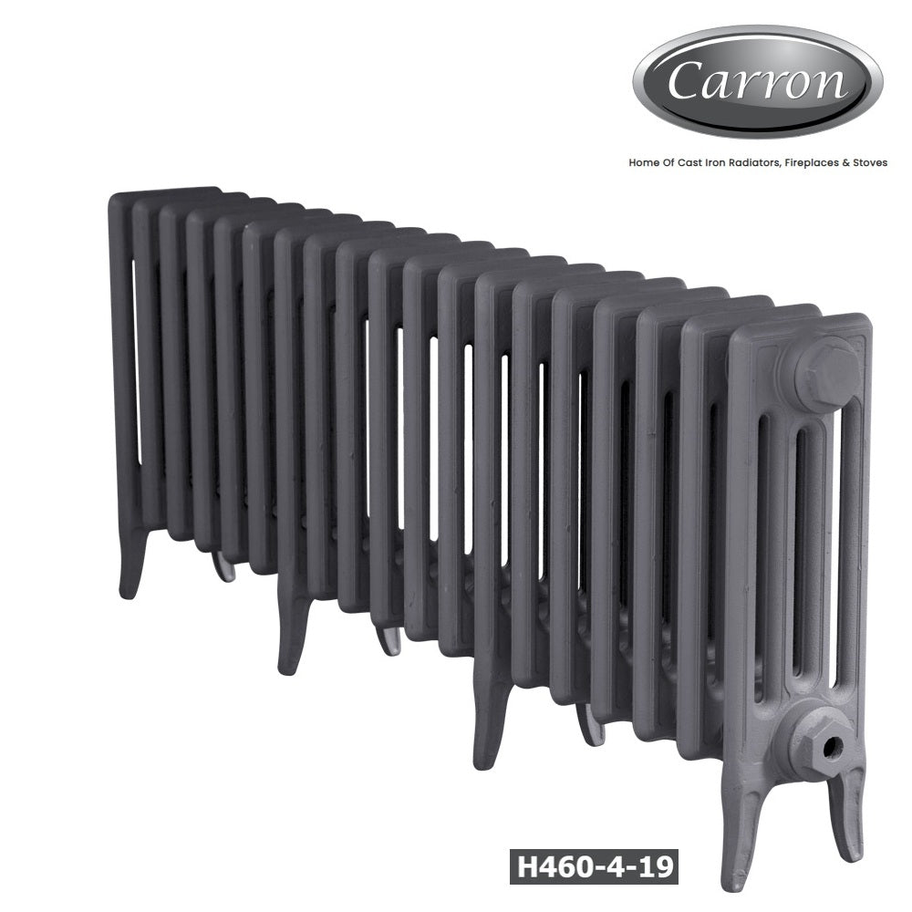 Victorian Cast Iron Radiator–4 Column 19 Section,460 High by W1193 by D140mm, (Primed Grey)