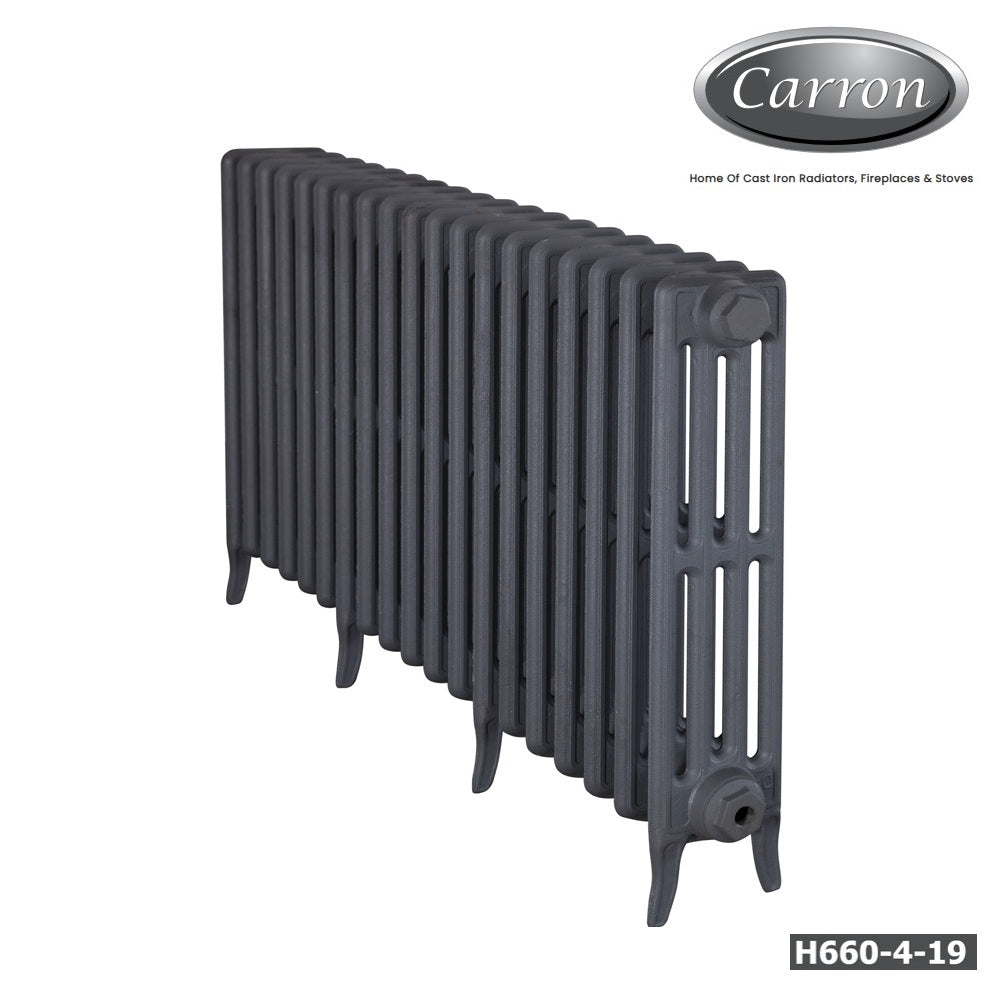 Victorian Cast Iron Radiator–4 Column 19 Section,660 High by W1579 by D140mm, (Primed Grey)