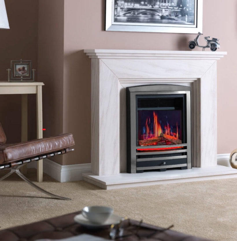 C&J Opulus Cast Arch Iron Fascia Electric Fire Remote Controlled LCD Digital "Real Flame Fire"