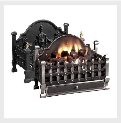 Castle Remote Controlled Gas Basket Fire with tailored Coal Effect Gas Inset Fire