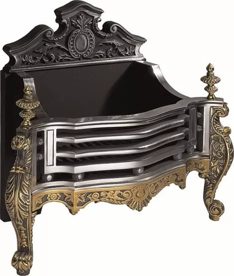 Queen Anne Remote Controlled Gas Basket Fire with tailored Coal Effect Gas Inset Fire