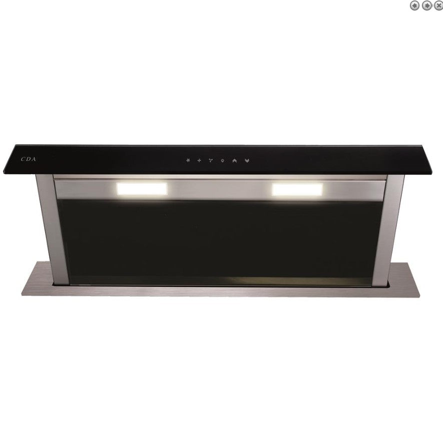 CDA EDD BL Sleek Steel & Black Glass Downdraft Integrated Designer Extractors Range