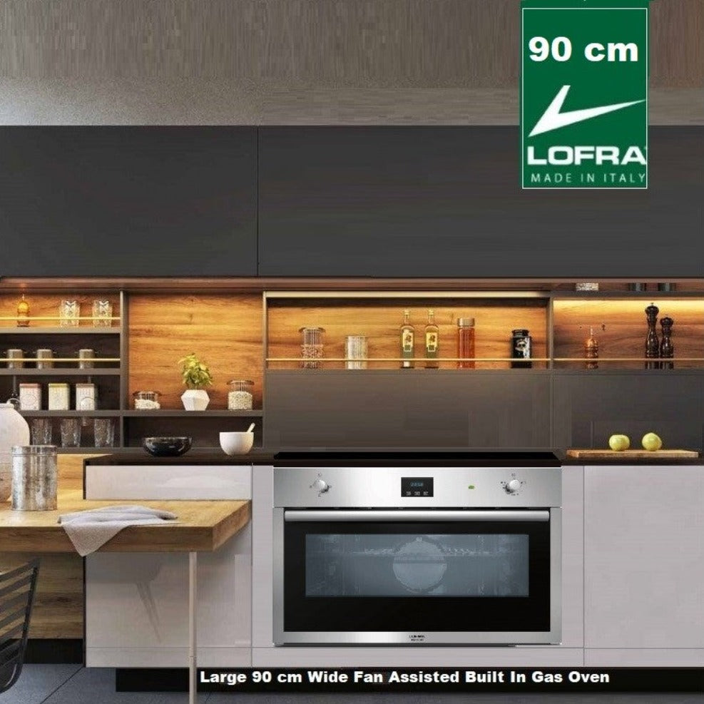 Lofra Etna 90 FAS 96GE Large Built In Stainless Steel Single Gas Oven 90cm wide.