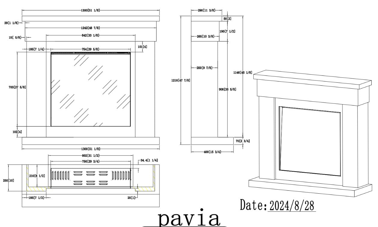 Flamora Pavia 750 Warm White Timber Electric Fireplace Suite for New Home Appartments