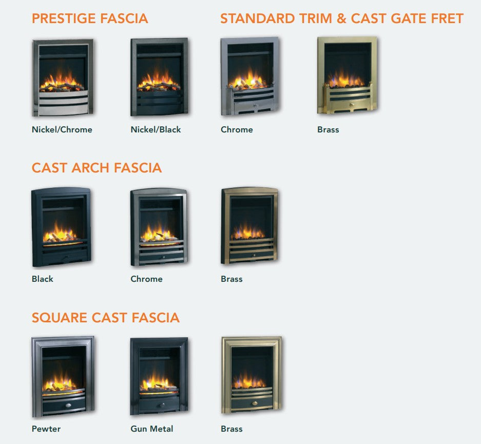 C&J Opulus Polished Steel Contemporary Frame Electric Fire LCD "Real Digital Flame"