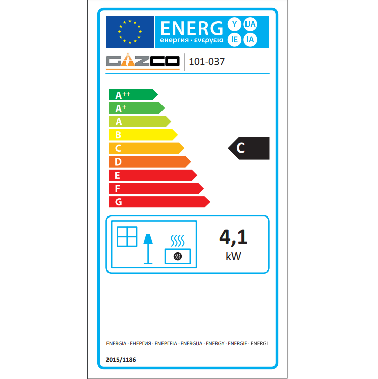 Gazco Logic HE Conventional Flue Coal Effect Gas Fire with Stockton Frame Energy Label