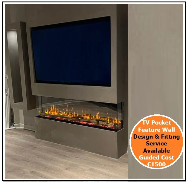 ICONIC EICON160 1600mm Electric Fire with SOLARFLAME Log Set Multi-Sided Electric Fire
