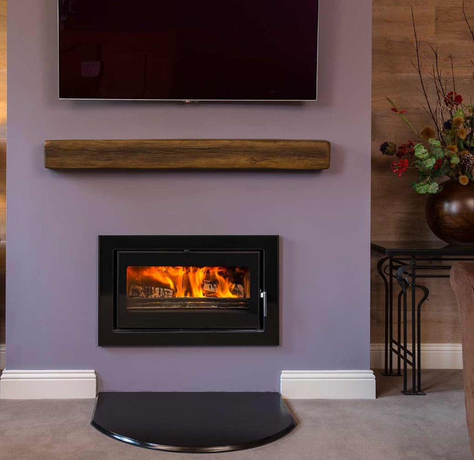 Heat Design Vitae 8kW Wood Burner Landscape Inset Cassette Solid Fuel Stove & 9m Flue Bundle