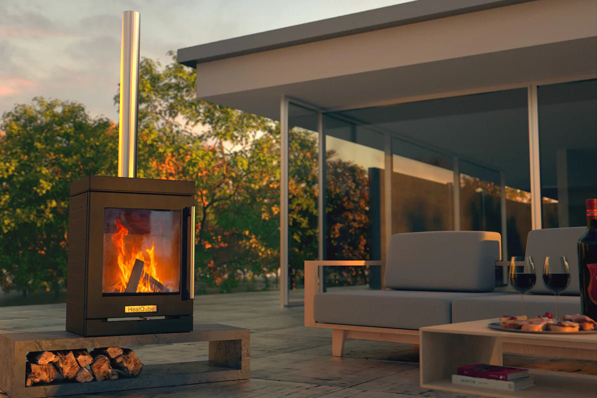 Outdoor Stove HeatQube Garden Terrace Heater Outdoor Stove and 1m Flue System.