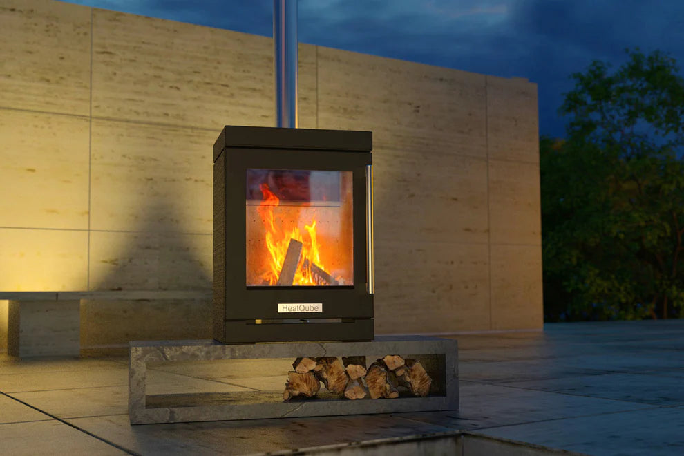 Outdoor Stove HeatQube Garden Terrace Heater Outdoor Stove and 1m Flue System.