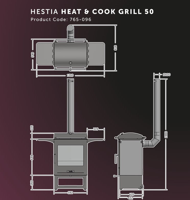 Stovax Dragonfly Hestia Heat & Grill Garden Outdoor Stove with Barbeque & Flue Sytem.