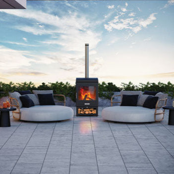 Stovax Dragonfly Hestia Heat Only Garden Outdoor Stove & Flue Sytem for Terrace.