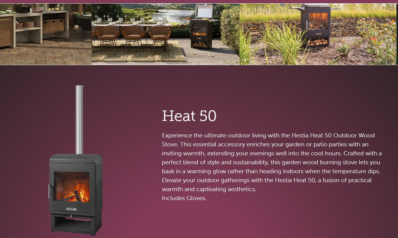 Stovax Dragonfly Hestia Heat Only Garden Outdoor Stove & Flue Sytem for Terrace.