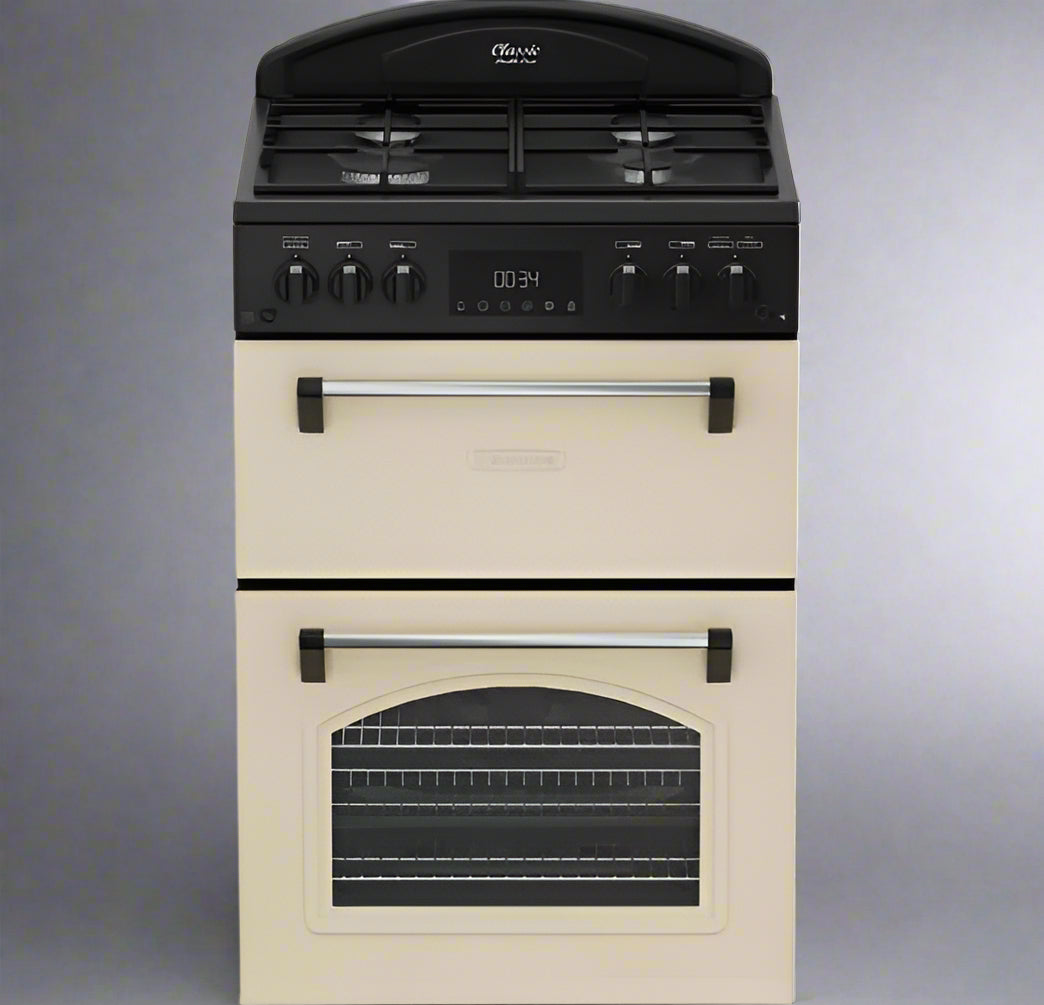 Classic Deluxe CLA60GA-DLX Cream Gas Double Oven 60cm Cooker with Cast Iron Grids
