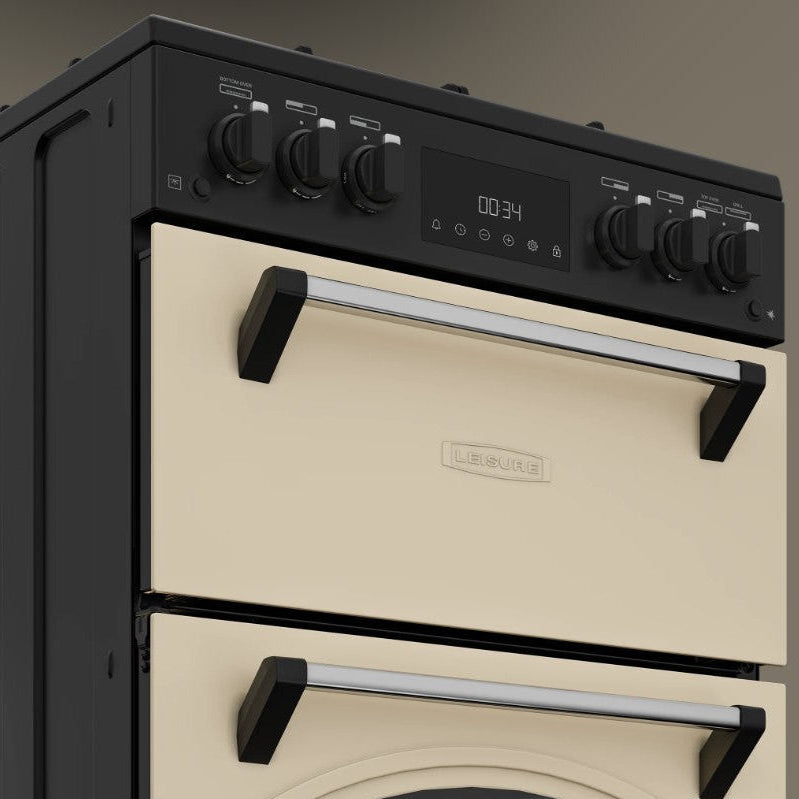 Classic Deluxe CLA60GA-DLX 60cm Gas Double Oven Cooker with Cast Iron Griddle- by Leisure in cream