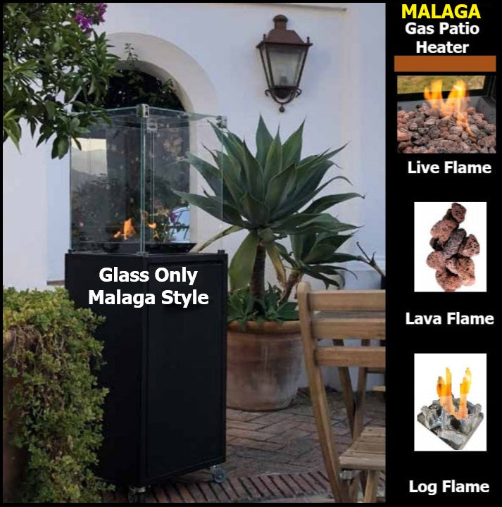 Muztagas Gas Real Flame Patio Fire Heater with Glass Encolsed,Weather Cover & Tilt Sensor