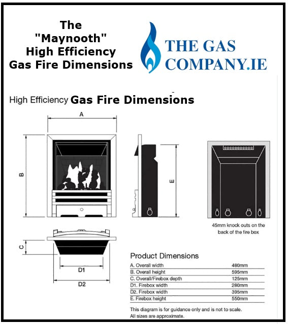 Ekofire 4015 Slimline Glass Fronted Coal Effect Gas Fire - The Maynooth