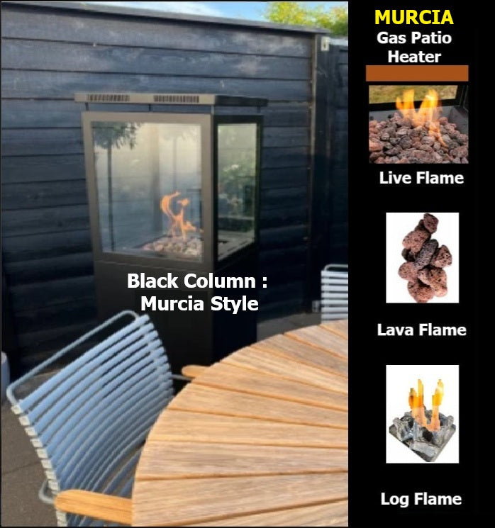 Muztagas Gas Real Flame Patio Fire Heater with Glass Encolsed,Weather Cover & Tilt Sensor