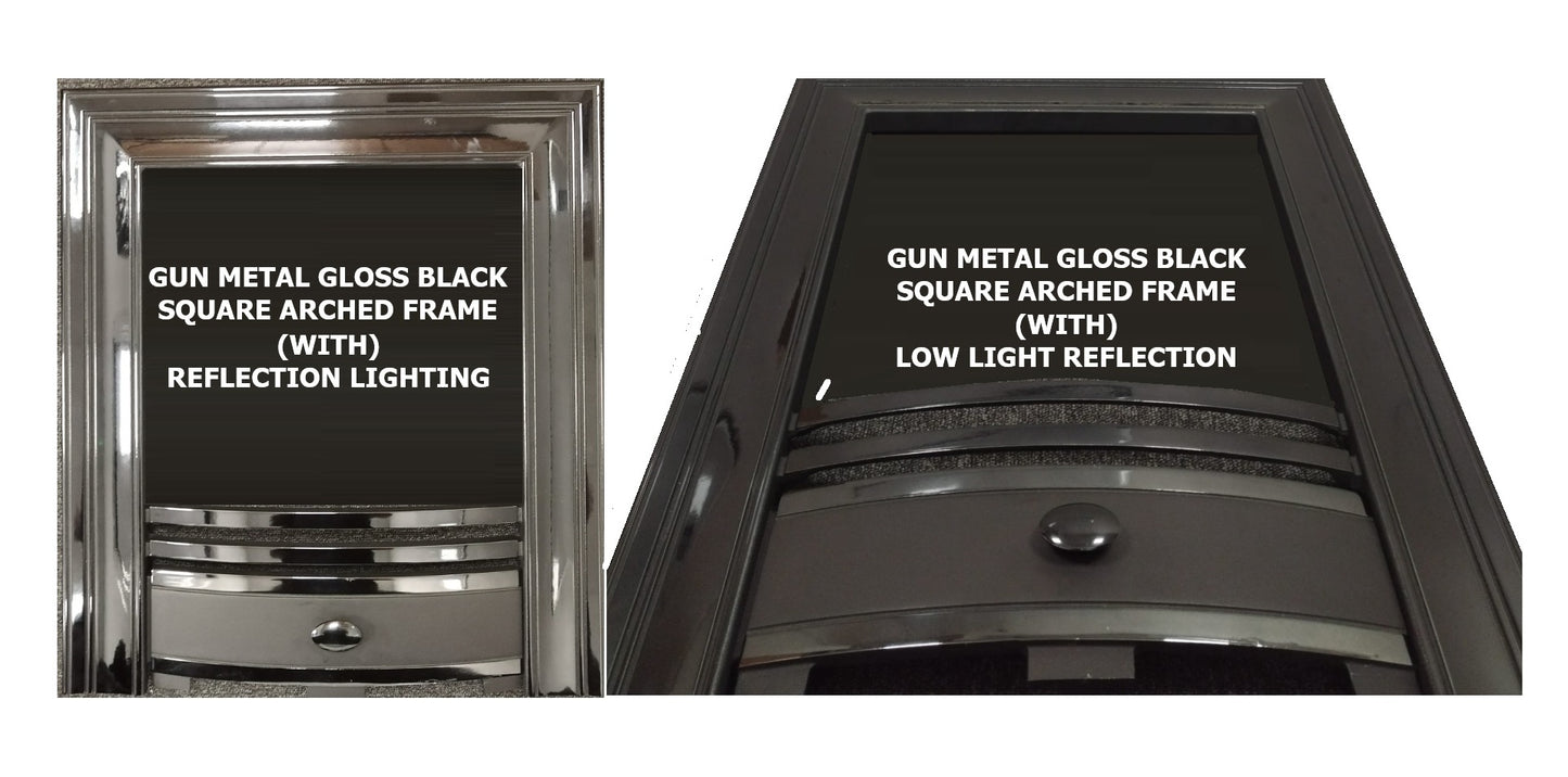 C&J Opulus Square Cast Fascia Remote Controlled Electric Fire with LCD Digital Flame.