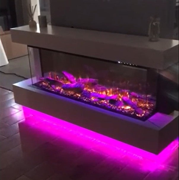 Flamora Sardinia Timber Electric Fireplace Suite with Pulsing Deep Log Effect 1650 Deep Purple Light Effect