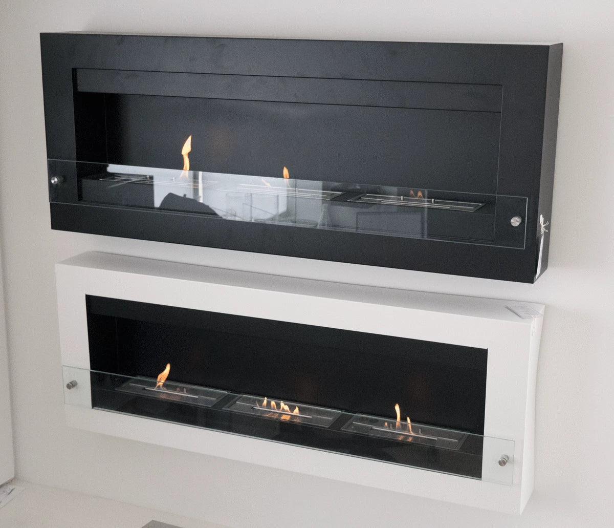 Scandiflame Quatro Black Extra Large Bioethanol Wall Mounted Fireplace 1360mm wide