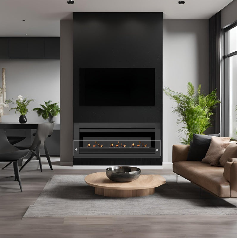 Scandiflame Quatro Black Extra Large Bioethanol Wall Mounted Fireplace 1360mm wide