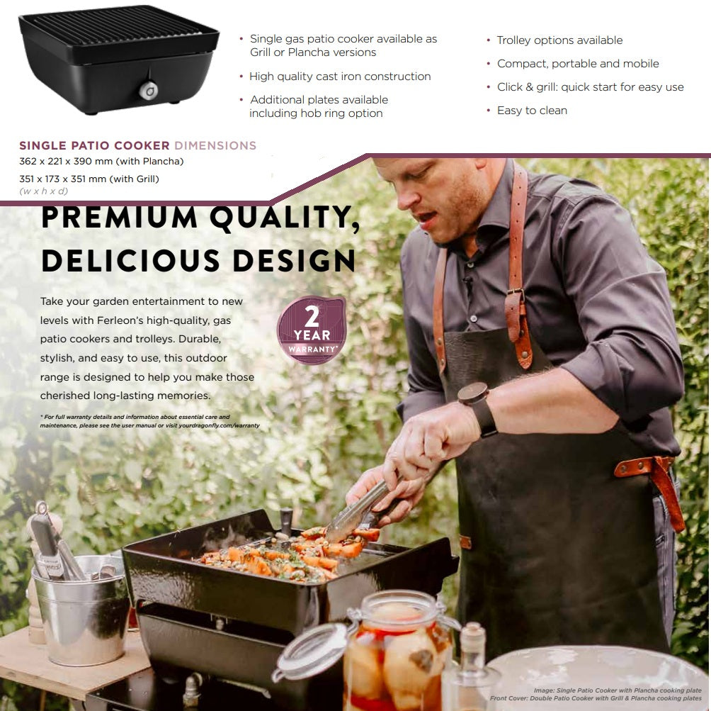 Stovax Gazco Dragonfly Ferleon Gas Single Cheftop Outdoor Modular BBQ Cooker Plancha Grill