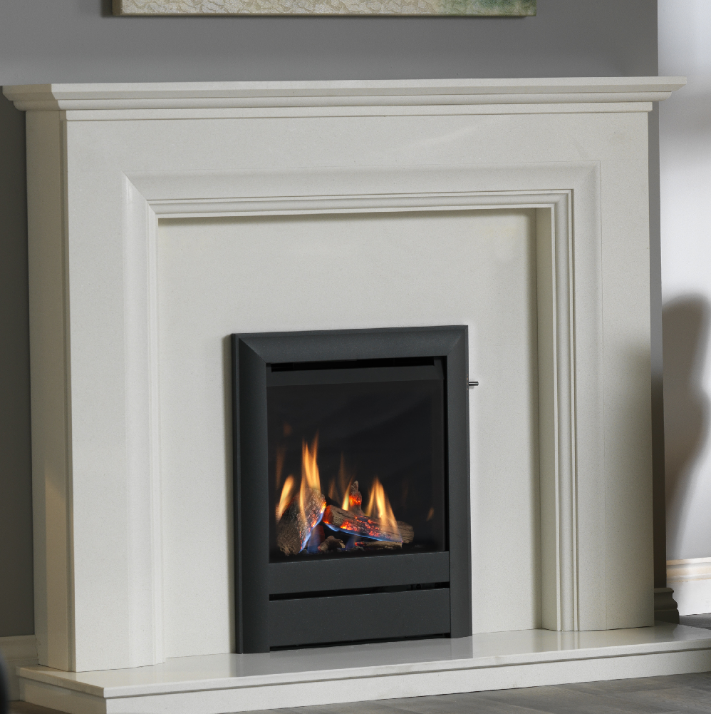 Wildfire Ravel 400 HE Log Effect Slide Control Conventional Flue Gas Fire Anthracite Contemporary Trim