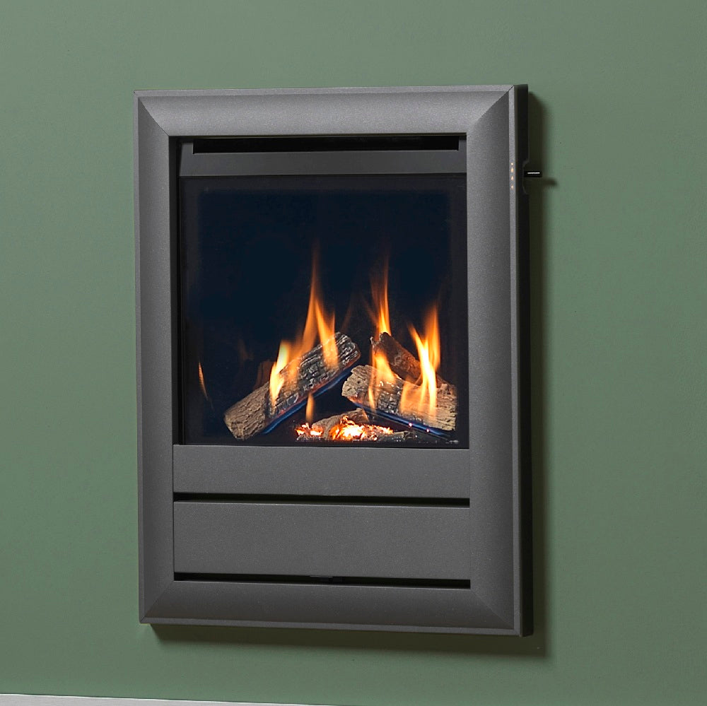 Wildfire Ravel 400 HE Log Effect Slide Control Conventional Flue Gas Fire with HIW Anthracite Frame