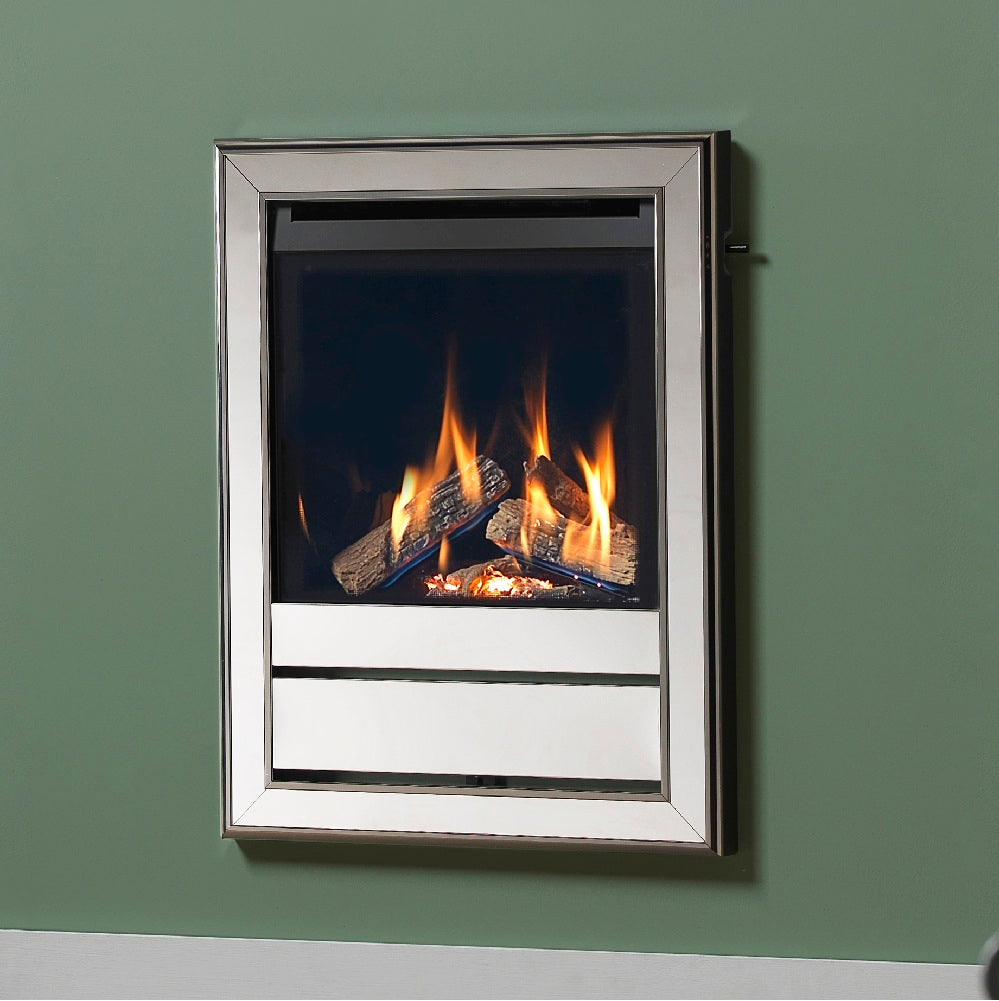 Wildfire Ravel 400 HE Log Effect Slide Control Conventional Flue Gas Fire with HIW Black & Chrome Frame