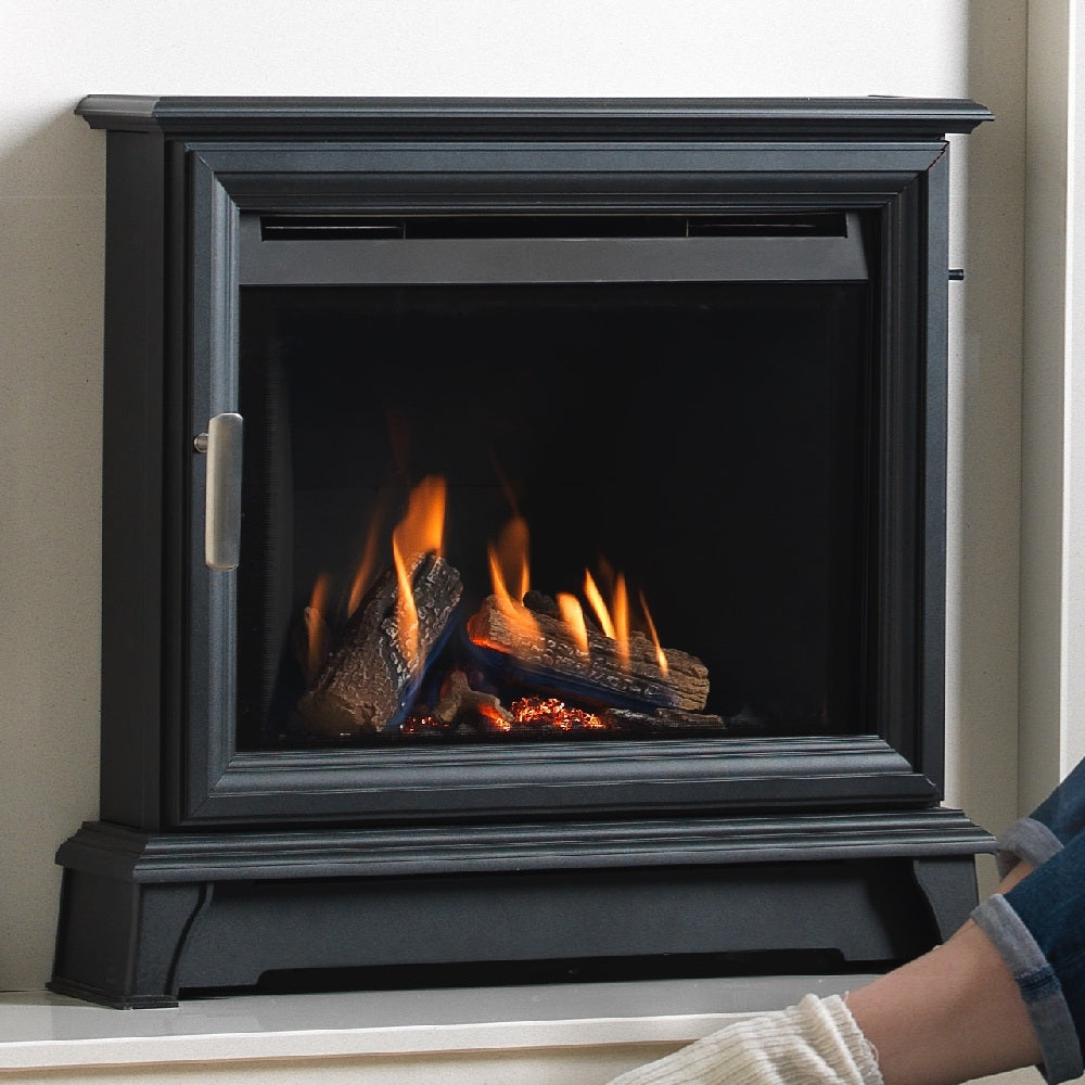 Wildfire Ravel 550 HE Log Effect Slide Control Conventional Flue Gas Fire with Stove Frame