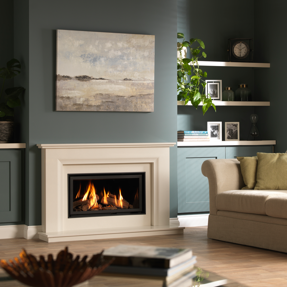 Wildfire Ravel 800 HE Log Effect Slide Control Conventional Flue Gas Fire with Edge Trim