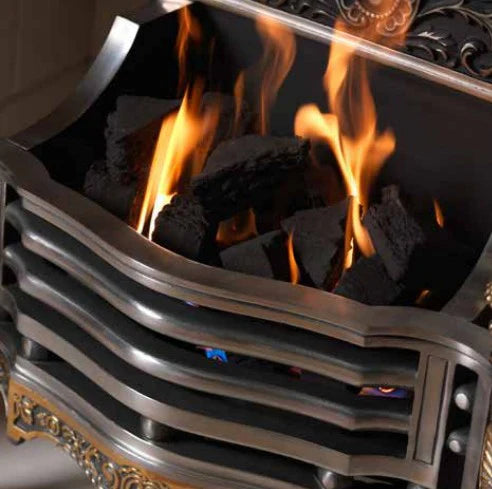 Castle Remote Controlled Gas Basket Fire with tailored Coal Effect Gas Inset Fire
