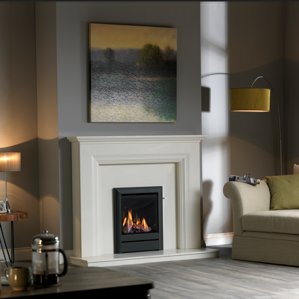 Wildfire Ravel 400 HE Log Effect Slide Control Conventional Flue Gas Fire Anthracite Contemporary Trim