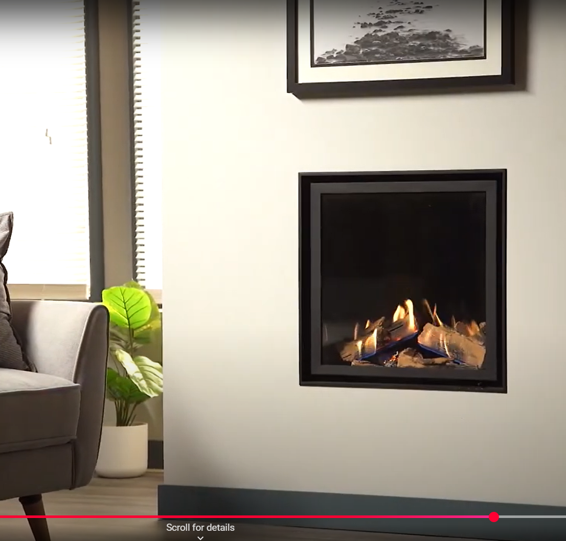 Wildfire Ravel 600 HE Log Effect Slide Control Conventional Flue Gas Fire with Edge Trim