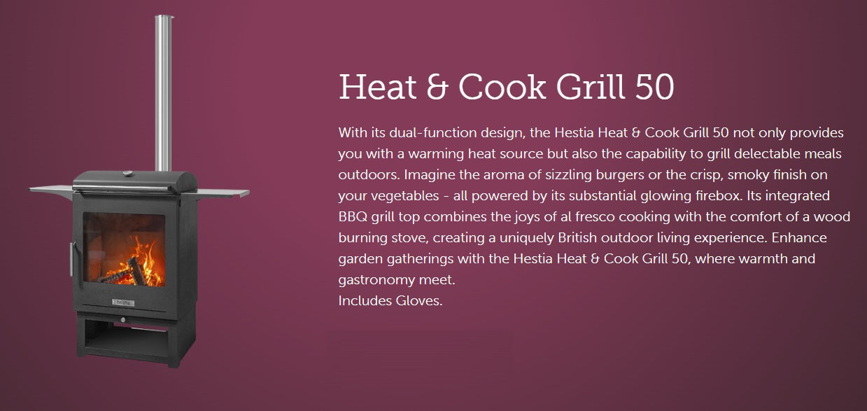 Stovax Dragonfly Hestia Heat & Grill Garden Outdoor Stove with Barbeque & Flue Sytem.