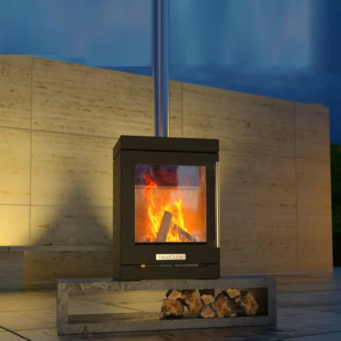 Outdoor Stove HeatQube Garden Terrace Heater Outdoor Stove and 1m Flue System.