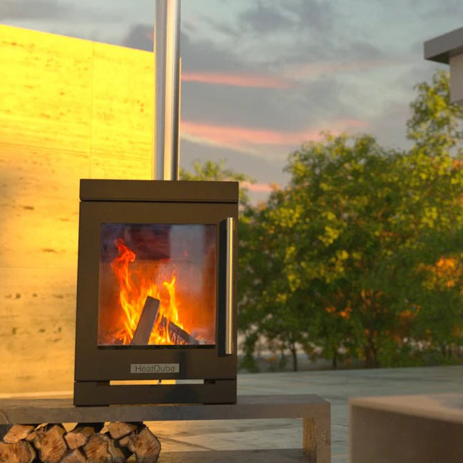 Outdoor Stove HeatQube Garden Terrace Heater Outdoor Stove and 1m Flue System.
