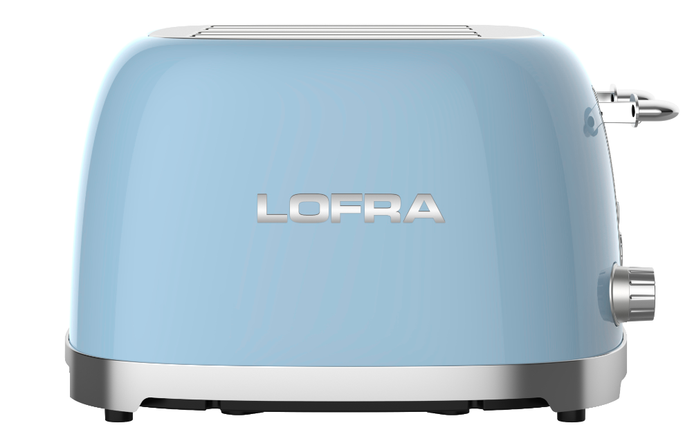 50's Lofra Retro Style 4 Slice Toaster Dolcevita Blue | Side on Image Toaster