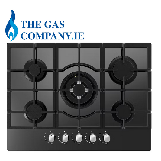 5-Burner Gas-on-Black-Glass Hob Cata UBGOG70BK 70cm