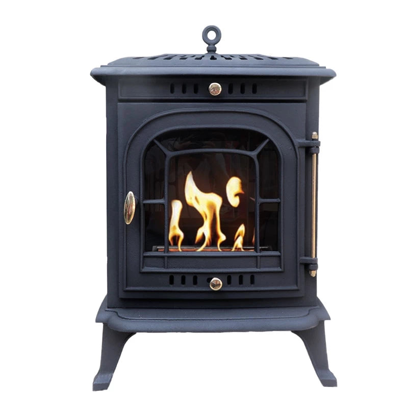 Scandi-Flame Altar Medium Cast Iron Bioethanol Single Door Stove Brass Furniture